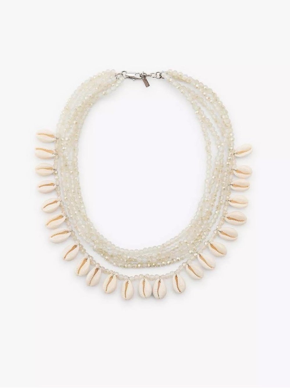 Zara Multi-Strand Shell & Bead Necklace in Cream